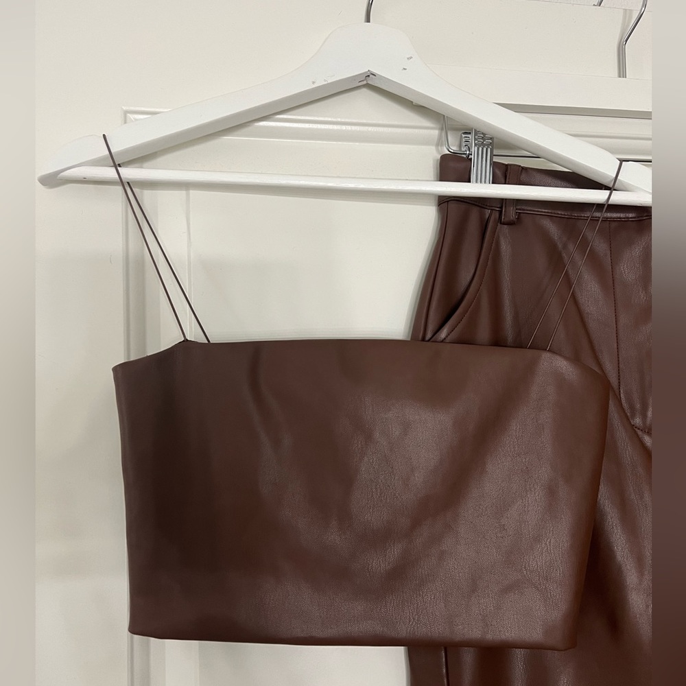 Meshki leather crop top